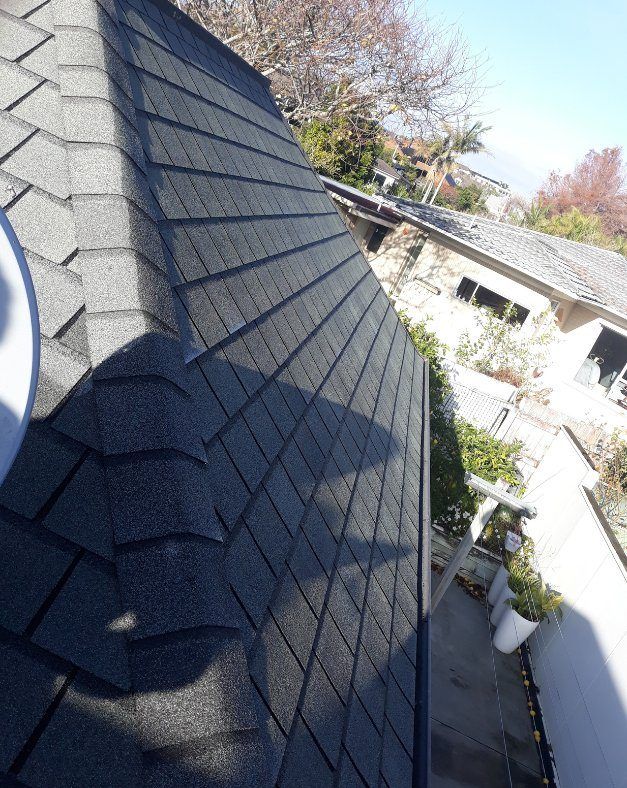 Architectural asphalt shingle roofing close-up